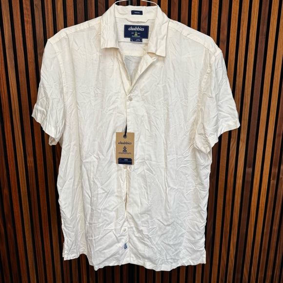 Chubbies Cream Sunday Rayon Button Down Shirt - Picture 1 of 8